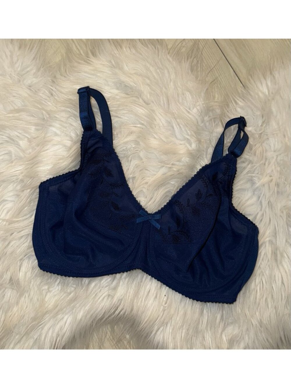 Vintage Sears 75486 Beautiful Advantage Bra Embroidered UW Womens 34D Blue
